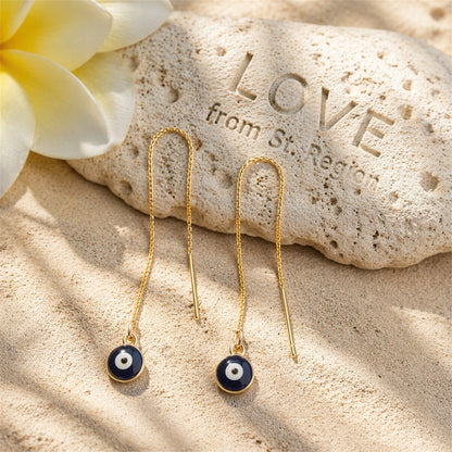 Black Enamel & 18K Gold-Plated Eye Ear Threaders
