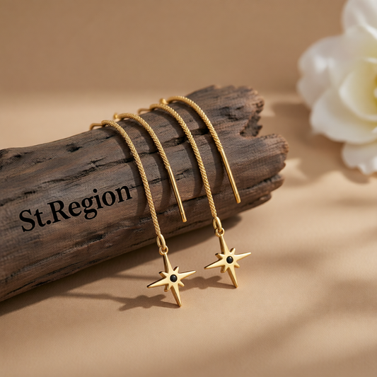 Black Resin & 18K Gold-Plated Star Drop Earrings