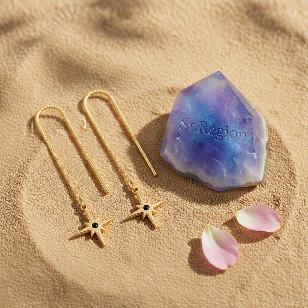 Black Resin & 18K Gold-Plated Star Drop Earrings