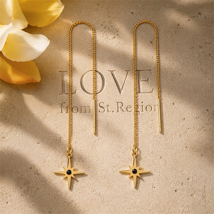 Black Resin & 18K Gold-Plated Star Drop Earrings