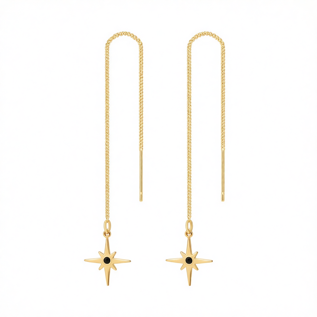 Black Resin & 18K Gold-Plated Star Drop Earrings