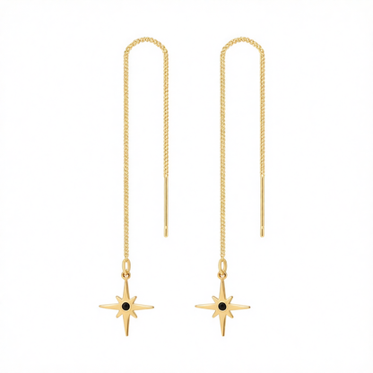 Black Resin & 18K Gold-Plated Star Drop Earrings