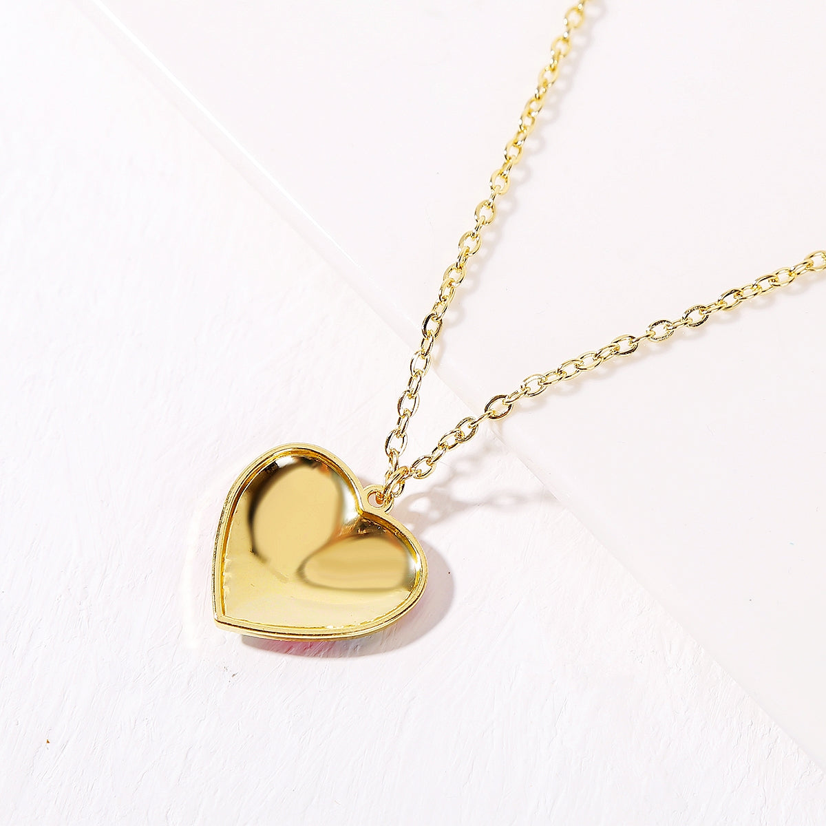 Blue Enamel and Cubic Zirconia 18K Gold-Plated Rainbow Heart Pendant Necklace, gold pendant necklace for..., detail close-up