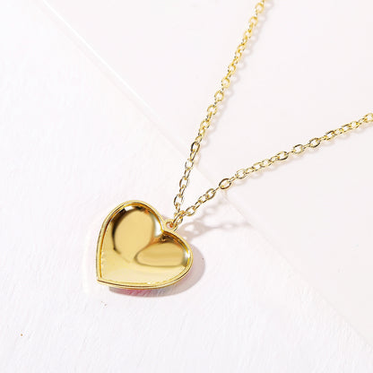 Blue Enamel and Cubic Zirconia 18K Gold-Plated Rainbow Heart Pendant Necklace, gold pendant necklace for..., detail close-up