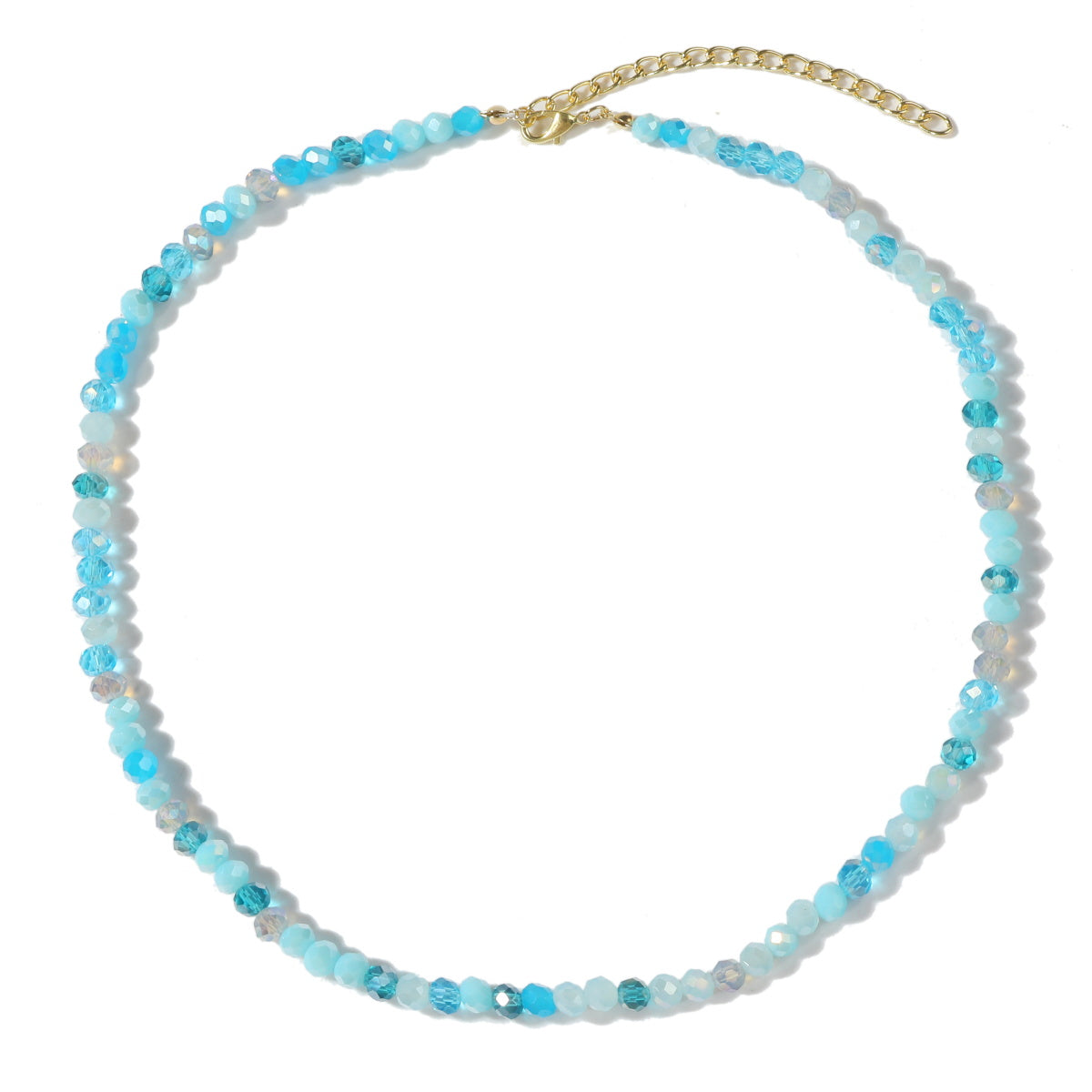 Blue Acrylic and 18K Gold-Plated Beads Chain Necklace, gold pendant necklace for women, lifestyle look