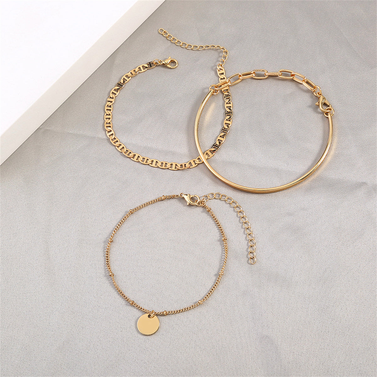 18K Gold-Plated & Sequin Charm Bracelet Set