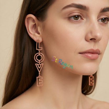 18K Rose Gold-Plated 'Love' Openwork Drop Earrings