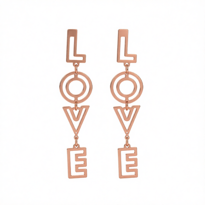 18K Rose Gold-Plated 'Love' Openwork Drop Earrings
