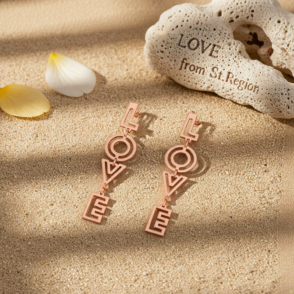 18K Rose Gold-Plated 'Love' Openwork Drop Earrings