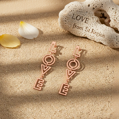 18K Rose Gold-Plated 'Love' Openwork Drop Earrings