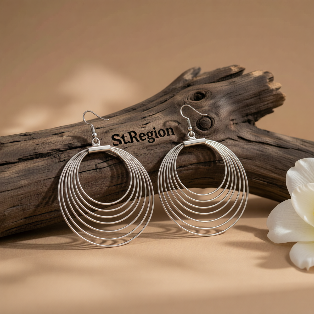 Silver-Plated Layered Hoop Drop Earring