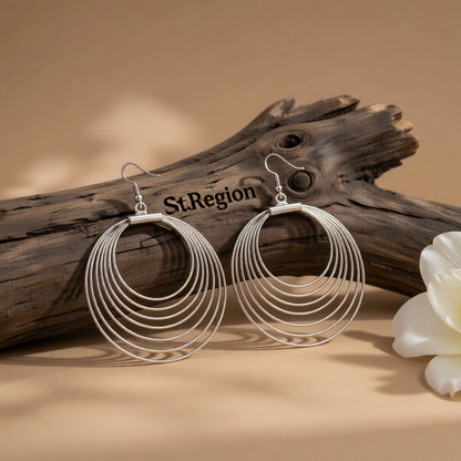 Silver-Plated Layered Hoop Drop Earring