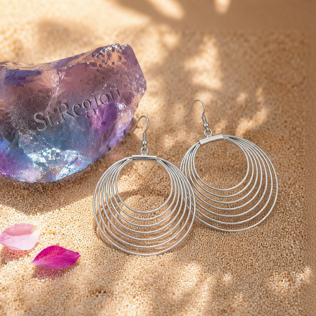 Silver-Plated Layered Hoop Drop Earring