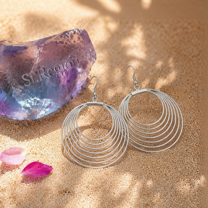 Silver-Plated Layered Hoop Drop Earring