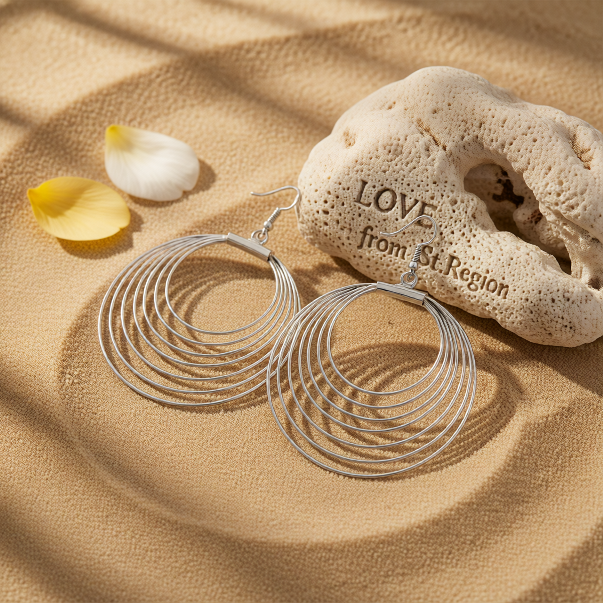 Silver-Plated Layered Hoop Drop Earring