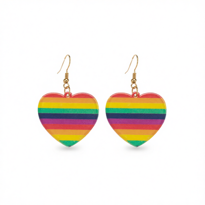 Acrylic & 18K Gold-Plated Rainbow Heart Drop Earrings