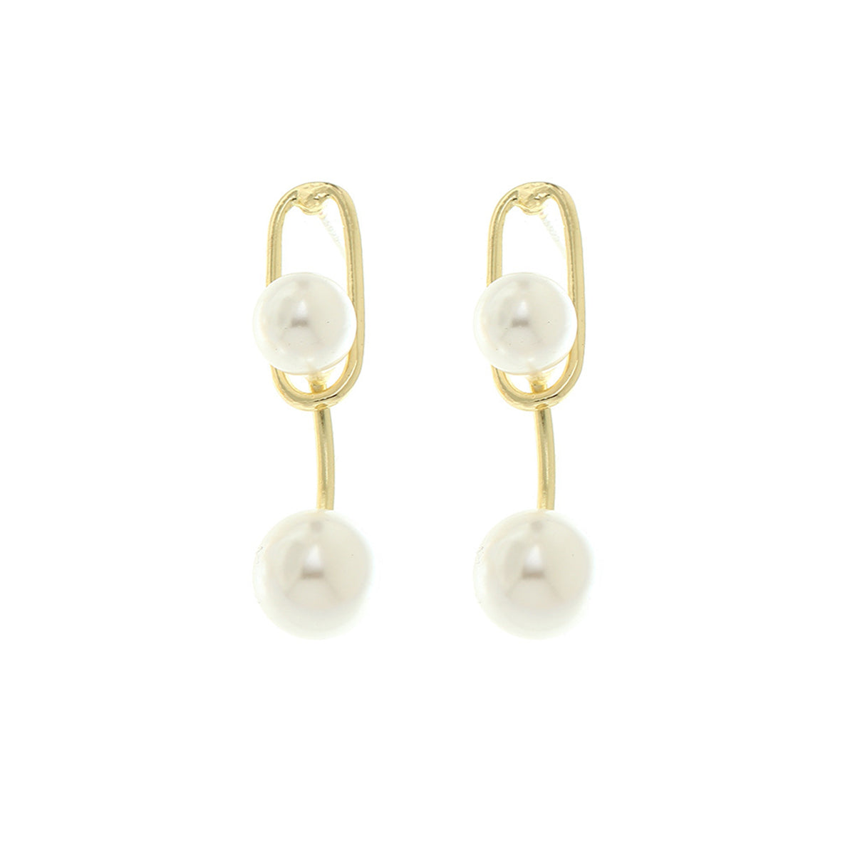 Pearl & 18K Gold-Plated Double Drop Earrings