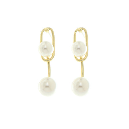 Pearl & 18K Gold-Plated Double Drop Earrings