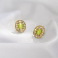 Resin & Pearl Oval Stud Earrings
