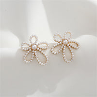 Pearl & 18k Gold-Plated Flower Stud Earrings
