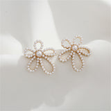 Pearl & 18k Gold-Plated Flower Stud Earrings