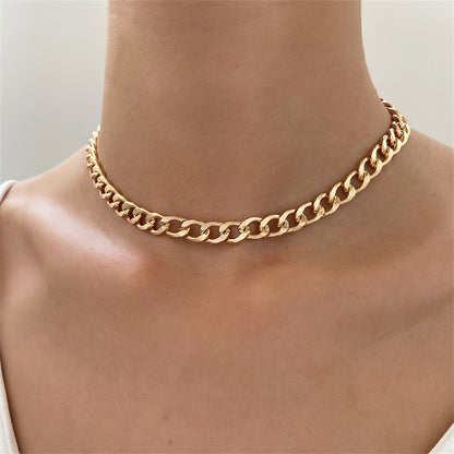 18K Gold-Plated Cuban Chain Necklace, gold pendant necklace for women, elegant gift for her, front view
