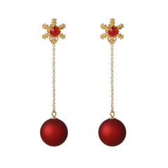 Red Resin & 18K Gold-Plated Zirconia-Accent Snowflake Ear Jackets