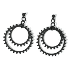 Black Gear Drop Earring