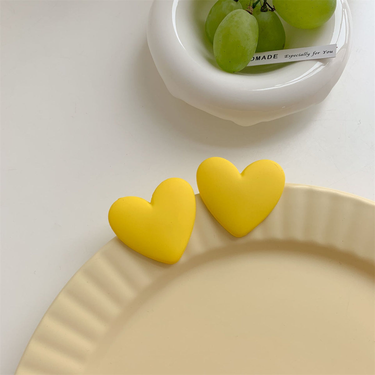 Yellow Acrylic Heart Stud Earrings