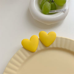 Yellow Acrylic Heart Stud Earrings