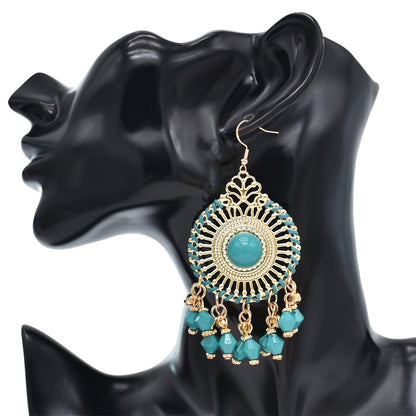 Green Acrylic & Enamel 18K Gold-Plated Openwork Round Drop Earrings
