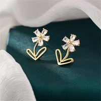 Crystal & 18k Gold-Plated Flower Stud Earrings