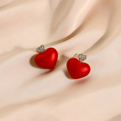 Cubic Zirconia & Resin 3-D Heart Drop Earrings