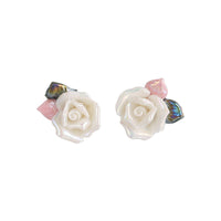 Resin & Enamel 18k Gold-Plated Rose Stud Earrings
