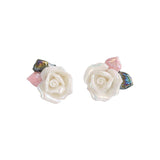Resin & Enamel 18k Gold-Plated Rose Stud Earrings