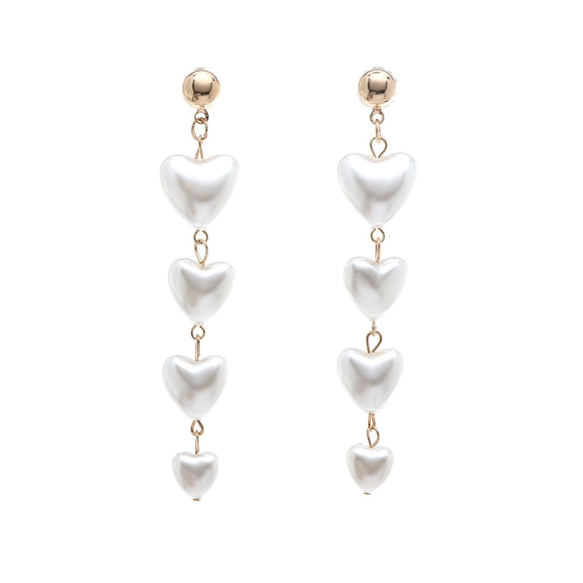 Pearl & 18K Gold-Plated Heart Drop Earrings
