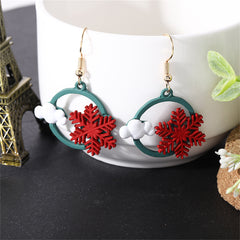 Red & Green Snowflake Drop Earrings