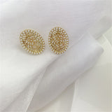 Pearl & 18k Gold-Plated Intricate Circle Stud Earrings
