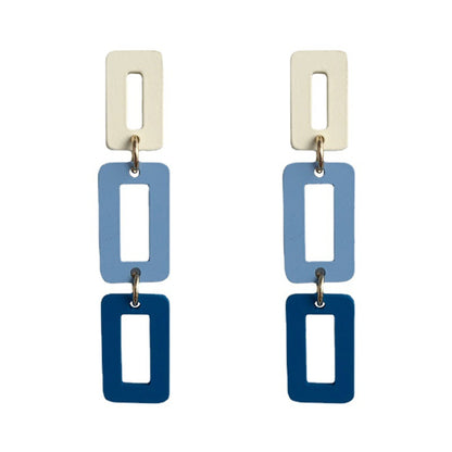 Blue Multicolor & 18K Gold-Plated Rectangle Drop Earrings