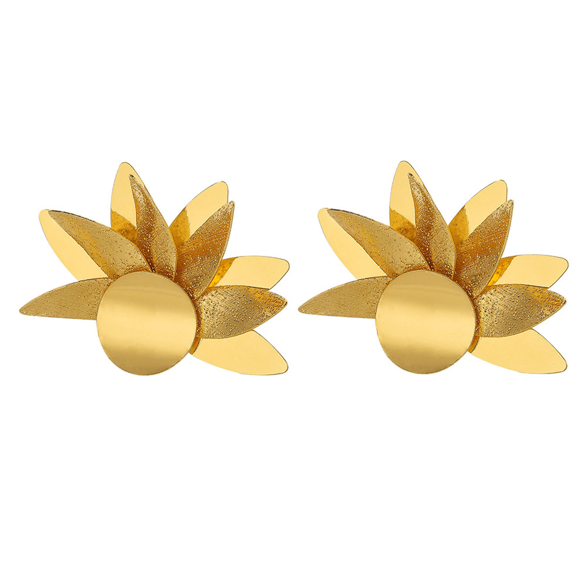 18K Gold-Plated Petals Stud Earrings, gold stud earrings for women, vintage-inspired design, lifestyle look