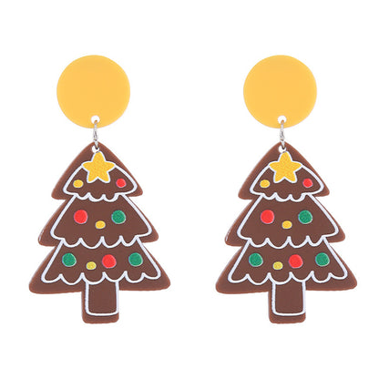 Yellow and 18K Gold-Plated Tree Cookie Drop Earrings, gold drop earrings for women, dainty minimalist design, styled look