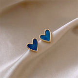 Blue Acrylic & 18k Gold-Plated Heart Stud Earrings