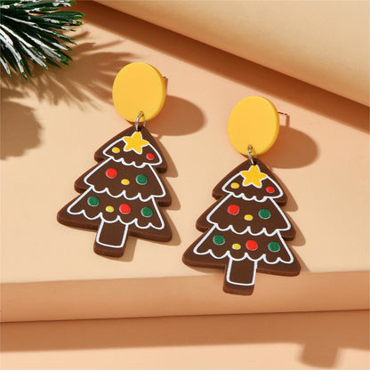 Yellow and 18K Gold-Plated Tree Cookie Drop Earrings, gold drop earrings for women, dainty minimalist design, lifestyle look