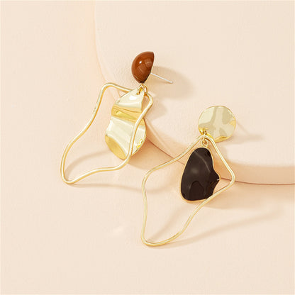 Black Enamel & 18K Gold-Plated Abstract Mismatched Drop Earrings