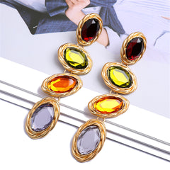 Colored Crystal & 18K Gold-Plated Linking Drop Earrings