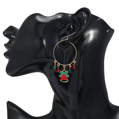 Red Acrylic and Enamel 18K Gold-Plated Bell Hoop Earring, gold drop earrings for women, botanical inspired, detail close-up
