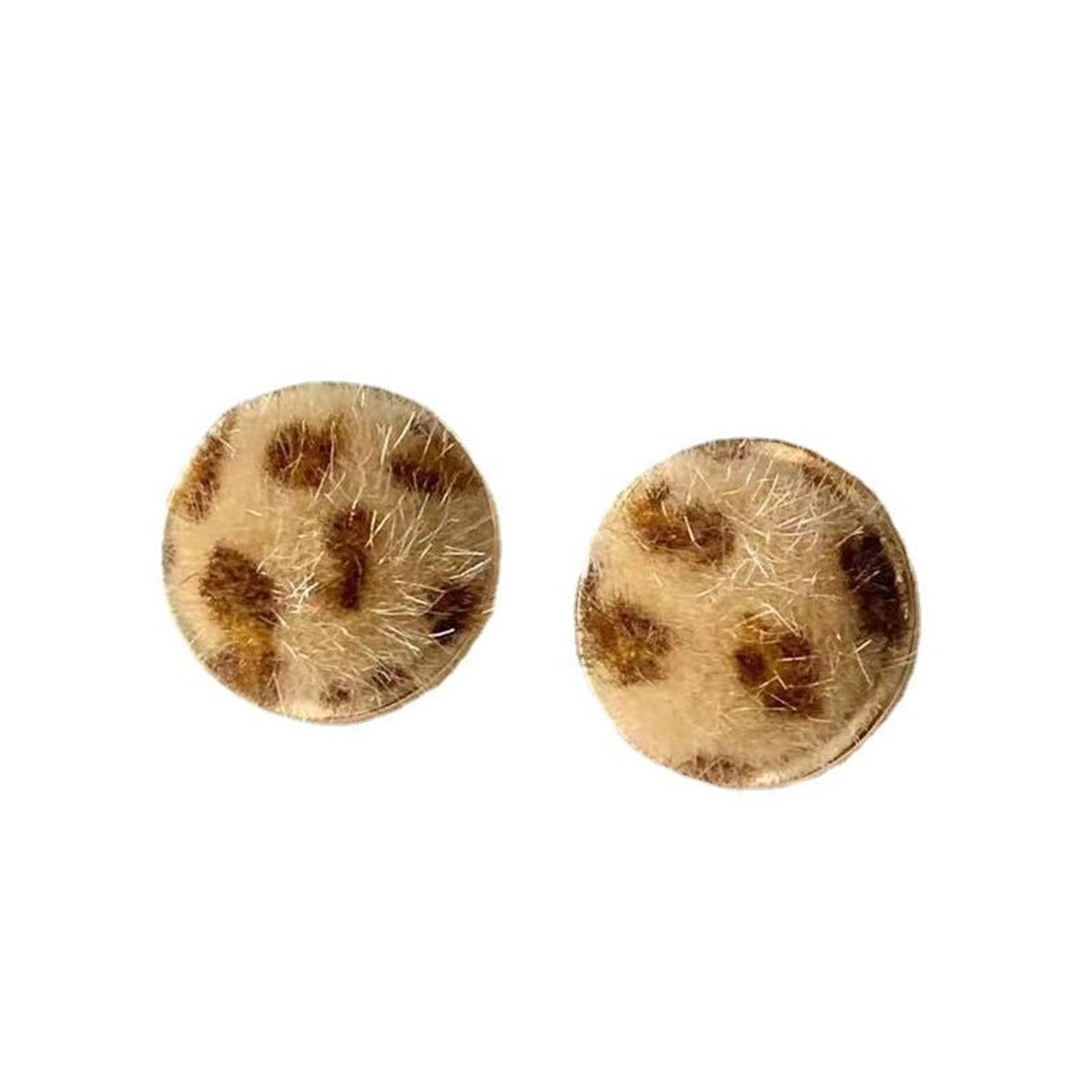 Gabardine and Silver-Plated Leopard Print Stud Earring, silver stud earrings for women, botanical inspired, side view