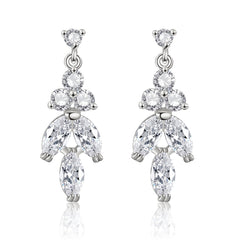 Crystal & Cubic Zirconia Silver-Plated Leaves Drop Earrings