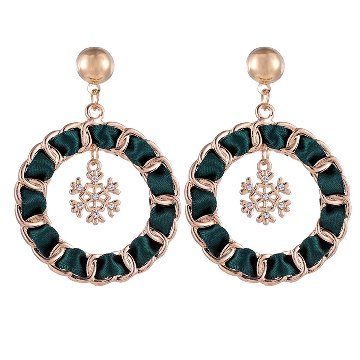 Red Enamel and Polyster 18K Gold-Plated Snowflake Drop Earrings, gold drop earrings for women, side view