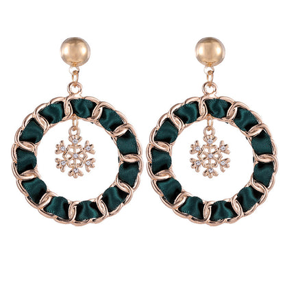 Red Enamel and Polyster 18K Gold-Plated Snowflake Drop Earrings, gold drop earrings for women, side view